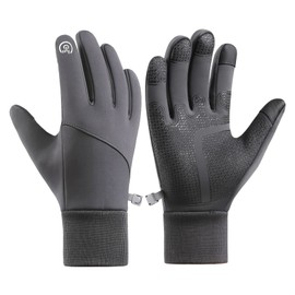 Winter Gloves Men & Women, Touch Screen Gloves Running Gloves Cycling Gloves Driving Gloves, Warm Gloves Water Resistant Gloves (Grey, XL)