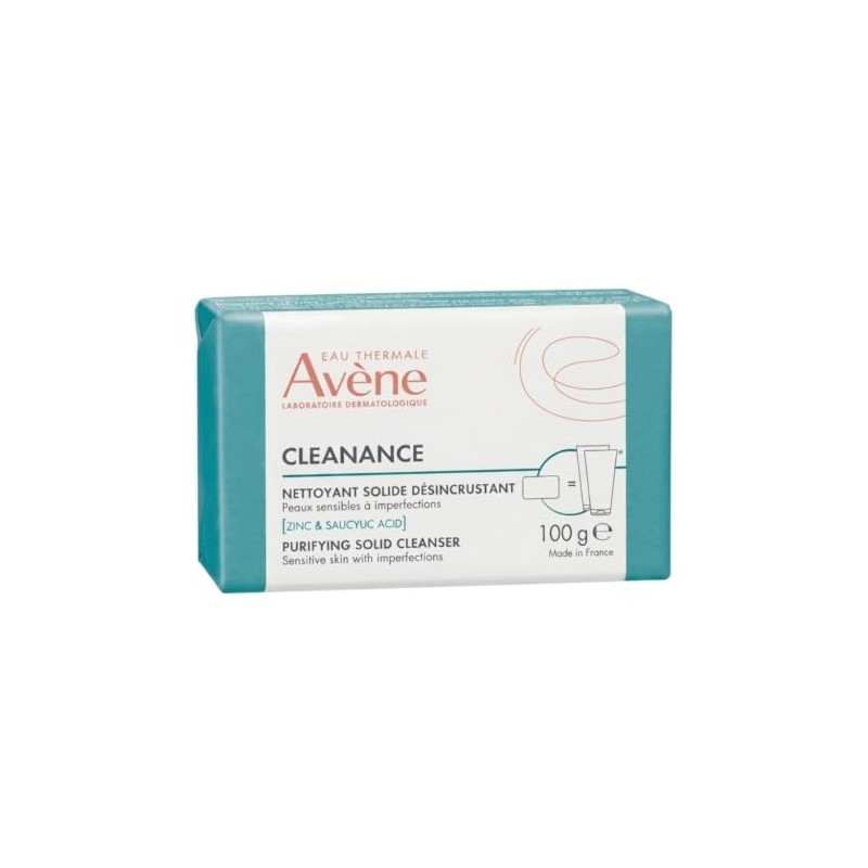Avene Cleanance Barra Limpiadora Facial, Ácido Salicílico Piel Acneica 100g