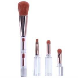 Vtrem 4PCS Portable Makeup Brush Set 4 in 1 Flat Powder Brush Makeup Kabuki Brushes for Eyebrow, Eyeshadow, Foundation, Blush, Concealer Contour, Make Up Brushes Set Gift for Women
