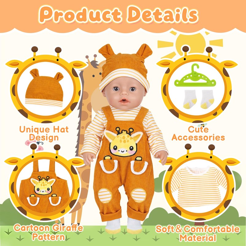 Vestiti per bambole 30-45 cm giraffa
