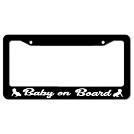 OwnTheAvenue Baby on Board Safety First Funny Minivan SUV License Plate Frame