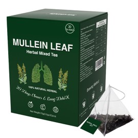 Mullein Leaf Tea, Mullein Tea Bags for Lungs Cleanse and Respiratory Support, Organic Mullein Leaf Herbal Mixed Tea, Caffeine Free, 20 Tea Bags