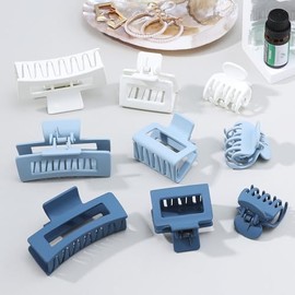 CHANDAT Juego de Pinzas para El Cabello Azul de 3 Estilo - 9 Pzas Clips Rectangulares y Cuadrados Medianos para Cabello Grueso y Delgado Accesorios de Mujer