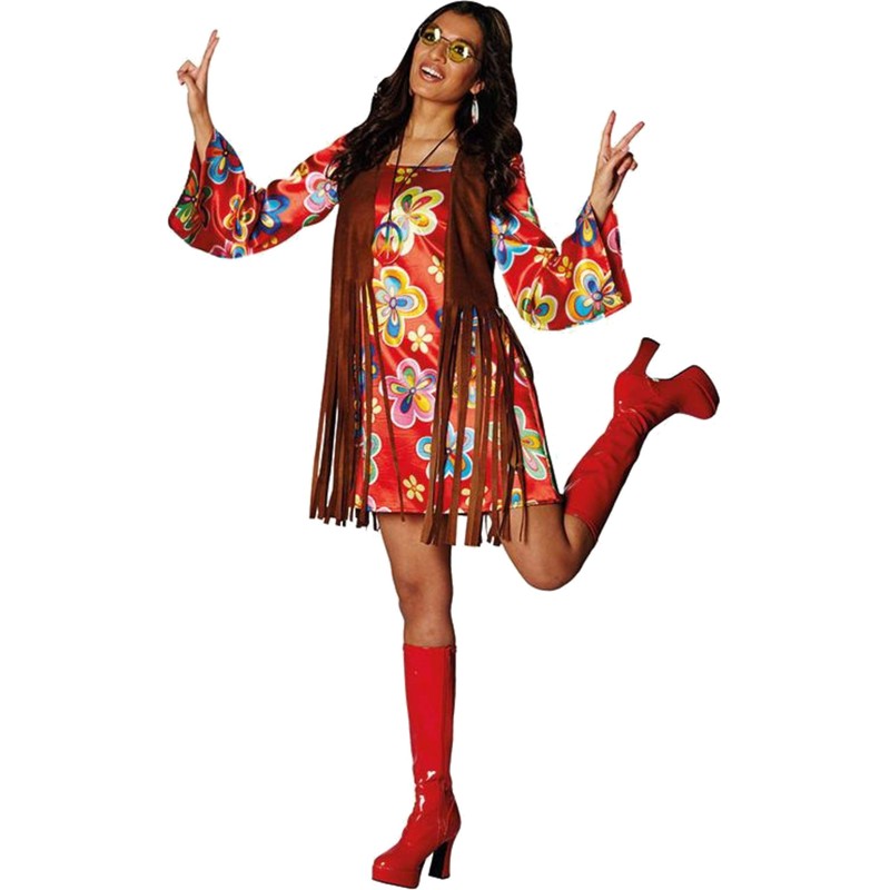 Krause & Sohn Hippie Costume Nancy colorful dress with brown