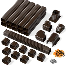 Kalkehay 3" W x 16Ft L Brown Line Set Cover Kit for Ductless Mini Split Air Conditioners, PVC Decorative Cover for Central AC and Heat Pump Systems Tubing Cover