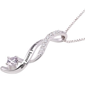 ALOV Jewelry Sterling Silver Best friend forever love Cubic Zirconia Pendant Necklace