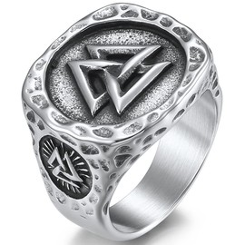 Jude Jewelers Stainless Steel Retro Vintage Nordic Vikings Valknut Pirate Compass Scandinavian Biker Ring (Silver, 13)