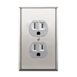 ENERLITES Elite Series Duplex Receptacle with Stainless Steel Metal Wall Plate, Tamper-Resistant Outlet, Commercial Grade, 15A 125V, UL Listed, 61580-TR-SV77PC, Silver with Polished Chrome Wall Plate