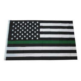 Thin Green Line USA Flag for Army Military Sheriffs Law Enforcement Federal Agents Border Patrol Park Rangers Game Wardens Wildlife Conservation Environment 3x5 Feet Flag by TrendyLuz Flags