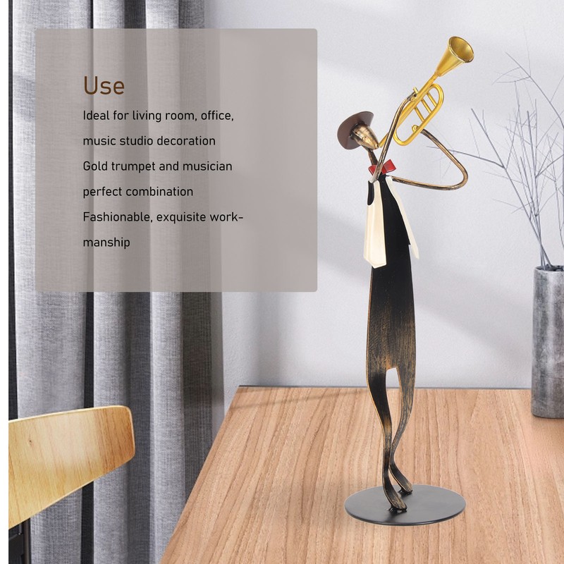 Trumpet Player Figurine Modern Abstract Handcrafted Metal Musician Sculpture for