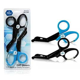 MED PRIDE EMT 7.5” Trauma Shears with Carabiner [2-Pack] Surgical Grade Stainless Steel Bandage Scissors for Nurses, Doctors, Paramedics- Emergency First Aid Scissors with Nonstick Fluoride-Coating