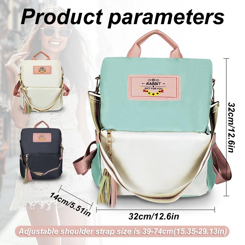 FuninCrea Women's Anti-Theft Travel Backpack with 2 Zip Pockets, Waterproof