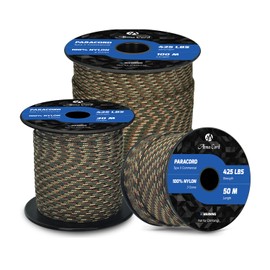 Abma Cord Paracord 3 mm 30 m 100% Nylon Rope Paracord 425 Type II Cord with 3 Cores for Crafts, Camping, Survival - Max. 192 kg (425 lbs) - Forest Camo