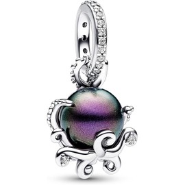 Beads R Us ® Little Mermaid Ursula Dangle Charm in Sterling Silver S925 with with a purple pearl encased in silver tentacles, Compatible with all European style Charm Bracelets, Necklaces & Anklets.