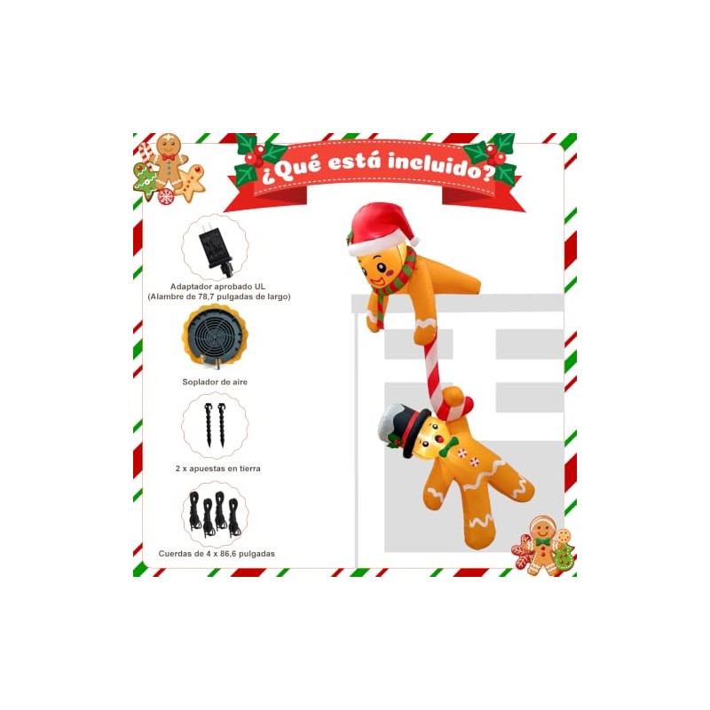 2.2M Inflable Galleta de Jengibre, Gigante Inflable Navidad Exterior