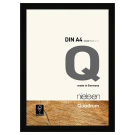 nielsen Quadrum Wooden Picture Frame Black A4, 21x29.7cm with Float Glass and Push and Turn Clips