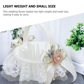 FOMIYES Cesta De Flores De La Boda Cesta De Flores De Ceremonia De Boda Canasta De Niña De Las Flores De Playa Pétalo De Niña De Las Flores Cesta De La Compra Cordón Novia