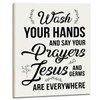 Wash Your Hands and Say Your Prayers Sign, Wooden Picture