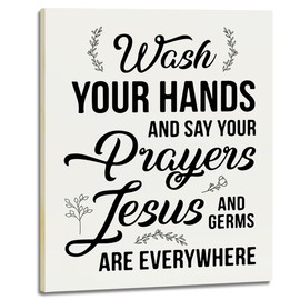 Wash Your Hands and Say Your Prayers Sign, Wooden Picture Frame Home Wall Decor, Christian Gifts for Friends Family Coworker, Wall Art Hanging Wall Plaque Home Sign for Restroom Bathroom Toilet -29