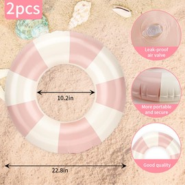 Pool Tubes, 2 Pack Pink Inner Tubes for Pool, Round Intertubes Pool Floats Floating Tubes for Girl Kids Swim Pool Rings Floaties Tubes Inflatable Donut Float Swimming Ring Water Lake Party Supplies
