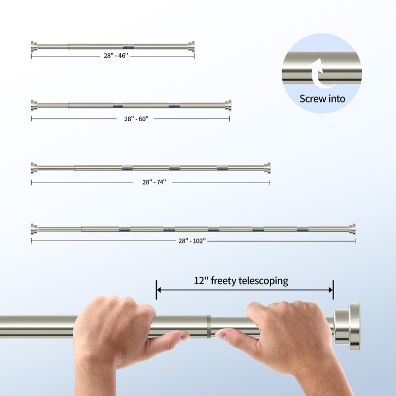 Mcrbeay Shower Curtain Rod, 1" Diameter Heavy Duty Tension Shower