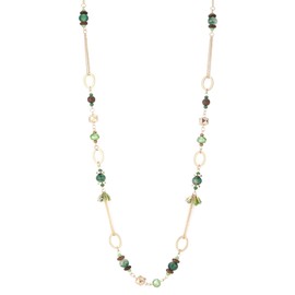 Long Gold Pearl Necklace Women's Boho Necklace Gold with Pearls Fashion Jewellery Chain Long Gifts for Mum, Stone Crystal, No Gemstone