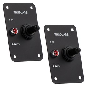 Five Oceans Toggle Boat Anchor Windlass Switch, 2-Pack, Controlling Up/Down Function of Boat Anchor Windlasses, Waterproof, 12 Volts, SPDT 3-Terminal Switch, Stainless Steel Plate - FO3740-M2