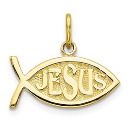 BillyTheTree Jewelry 10K Yellow Gold Jesus Fish Charm