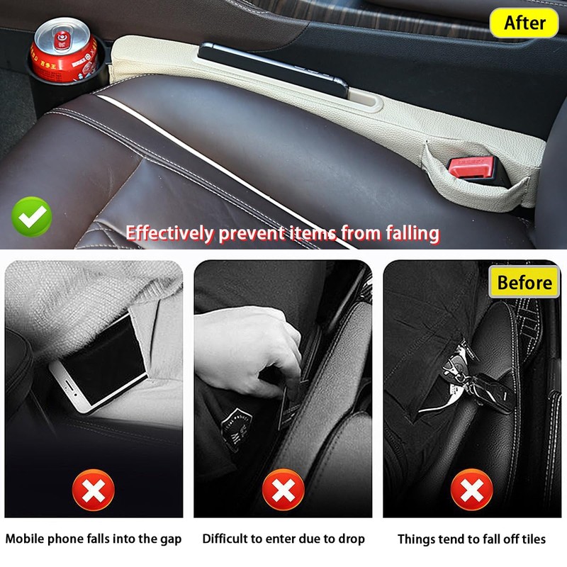 RAKSONIC 2 Pack Car Seat Gap Filler with Storage Box,Car