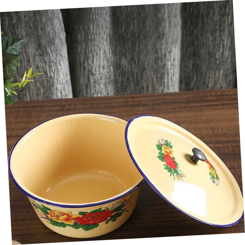 Zerodeko Retro Enamel Bowl Vintage Kitchen Basin Household Enamelware with