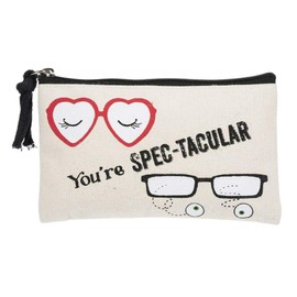 Ganz Women's 7"x4" Make-Up Canvas Cosmetic Bag Case - Punny Love ER59826 (You're SPEC-TACULAR)