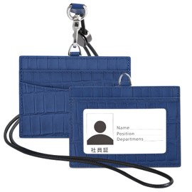 LanFly ID Card Holder, Name Holder with Strap, Horizontal, Double-Sided, For Office Employees, Name Bill Compartment, Passcase, Card Case, Neck Strap, 3 Pockets, ID Case, Employee ID Card, Name Card