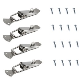 LELYFIT Pack of 4 Stainless Steel Spring Loaded Toggle Latch Catch Clamp Clip with Lock Nose, with 16 Pieces Screws, 100 kg / 220 lbs Holding Capacity, for Door, Toolbox, Smoke Lid, Cabinet Boxes