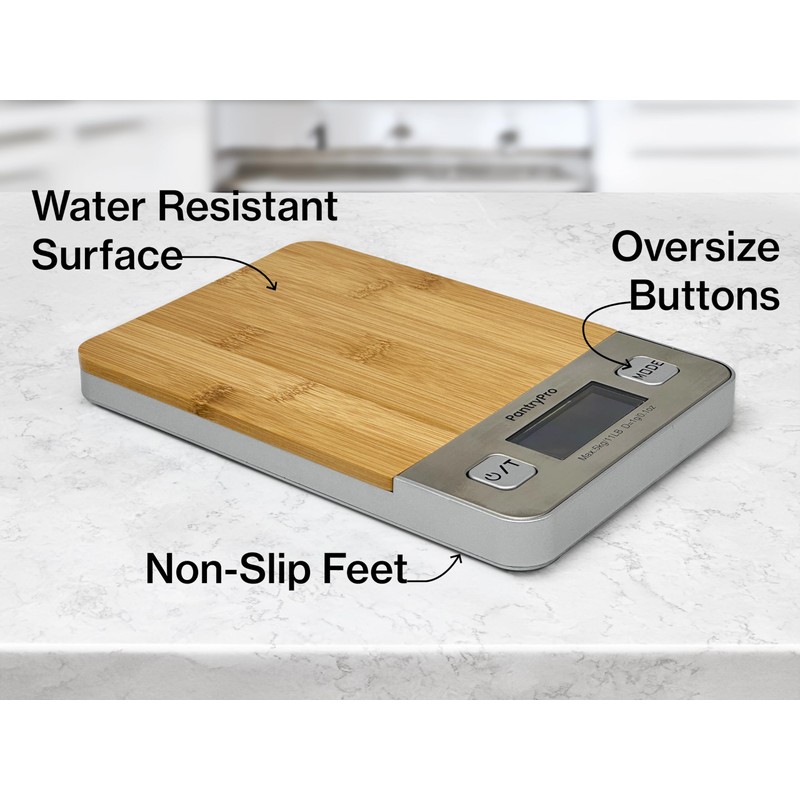 PantryPro Bamboo Platform Digital Kitchen Scale - 11 pounds Capacity