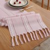meioro Rustic Table Runner with Tassels, 33 x 163 cm,