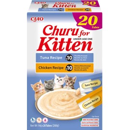 INABA INABA Churu Kitten Snack f1r K?tzchen unter 12 Monaten - Geschmacksrichtungen Thunfisch und Huhn, 20 Sticks x 14 g - Futter f1r kleine Katzen mit Omega 3 und 6, Taurin und Vitamin E, unterst1tzt das