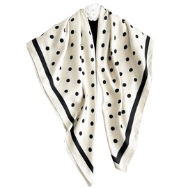 Hioyiwse Head Scarf For Women Hair Bandana 35" Large Square Satin Wrap Sleeping Neck Silk Satin Hair Scarves Lightweight, F31-black Spots on White Background（35*35inch）, 35