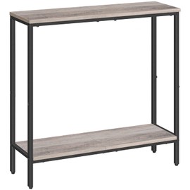 HOOBRO 29.5 Inches Narrow Console Table, Small Sofa Table, Entryway Table with Shelves, for Hallway, Living Room, Bedroom, Foyer, Greige and Black BG22XG01