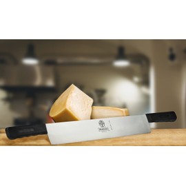 Mundial 16-Inch Carbon Stainless Steel Cheese Slicer - Double Handle Cheese Knife Ideal for Cutting Block of Cheese, Firm Grip, Model 5628-16