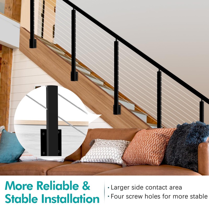Gyykzz Side Mount Stair Post 44"x2"x2", Left Side 33° Drill