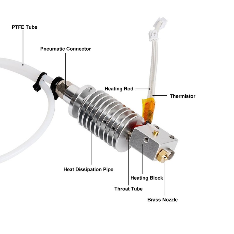 3D Printer Hotend 0.4mm Brass Nozzle Even Heating Smoothly Output