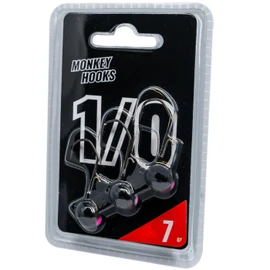 Monkey Lures Hook - 3 Jig Heads, Size/Weight/Colour: Size 1/0 / 7 g / Black