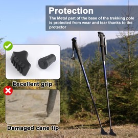 HOMMDECO Mixed Trekking Pole Foot Cover Set 10 PCS Rubber Trekking Pole Tip Protector Replacement Accessory for Hiking, Rock Climbing, Mountaineering, Climbing, Walking