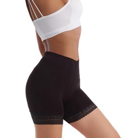 Cinvik Short Slip Seamless Thigh Shapewear Tight Shorts Antichafing Lacy High Rise Half Leggings Black Safety Shorts L