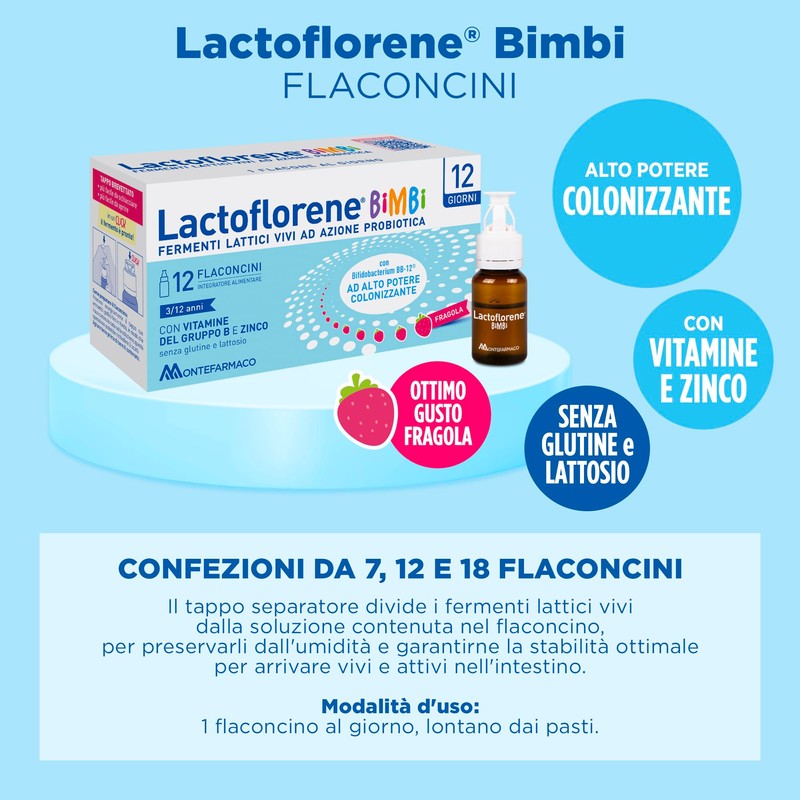 Lactoflorene Bimbi, Integratore Fermenti Lattici per l'Equilibrio Intestinale, con Zinco