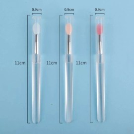 DFS Beauty 3u. Brocha Silicón Para Maquillaje Glitter Con Tapa Portátil