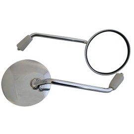 Chrome Scooter Rear View Mirrors for Commuter or Mopeds (1x8mm Right Clockwise & 1x8mm Left Anticlockwise)