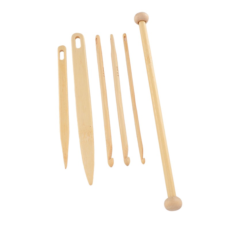 6Pcs Wood Hand Loom Stick Set Wood Weaving Crochet Needle