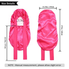 AWAYTR Long Satin Bonnet for Sleeping - Double Layer Reversible Silk Bonnet for Long Hair Women Sleeping Cap with Tie Band (Rose Pink+Pink)