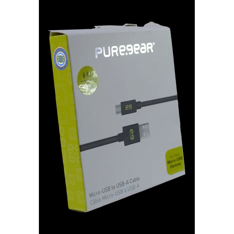 PureGear Micro-USB to USB-A 6 feet Cable - Black